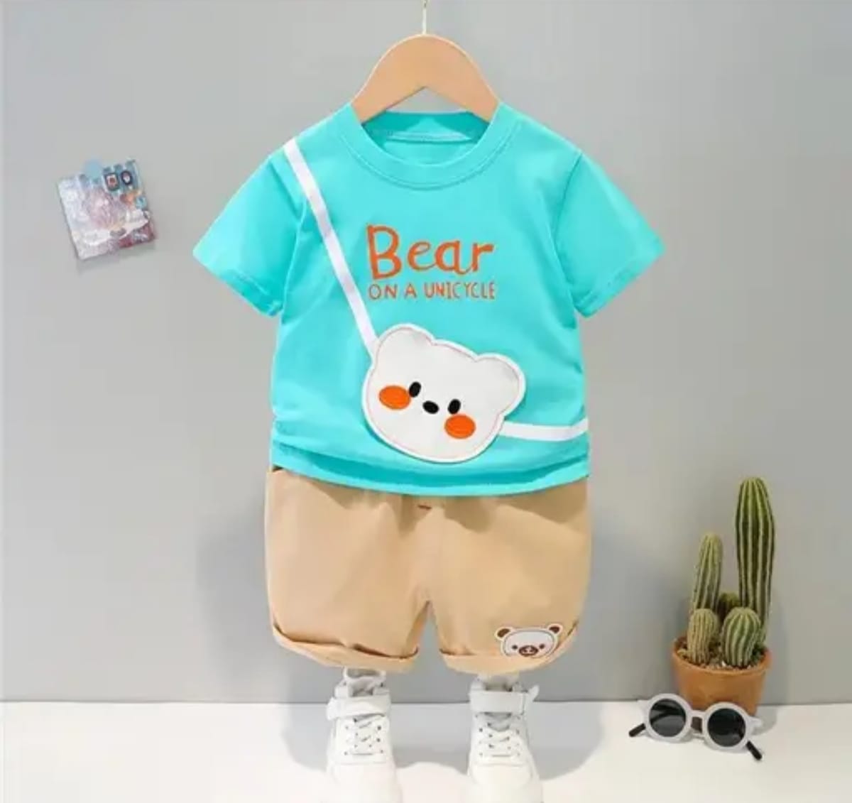 Bear Printed T Shirt With Short.