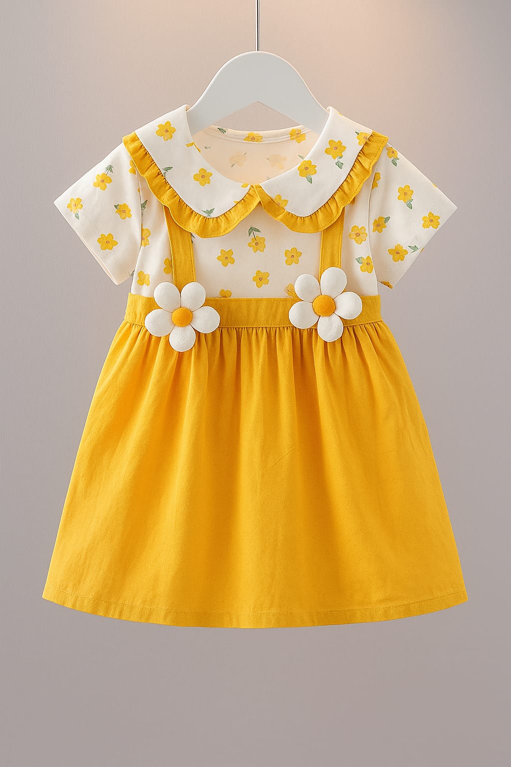 Yellow Short Sleeves Frock