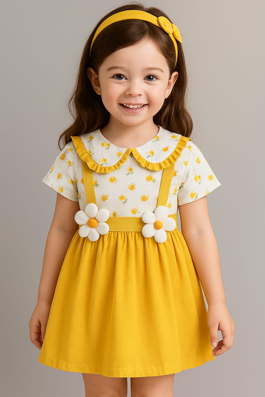 Yellow Short Sleeves Frock