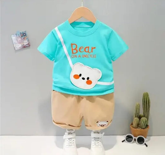 Bear Printed T Shirt With Short.