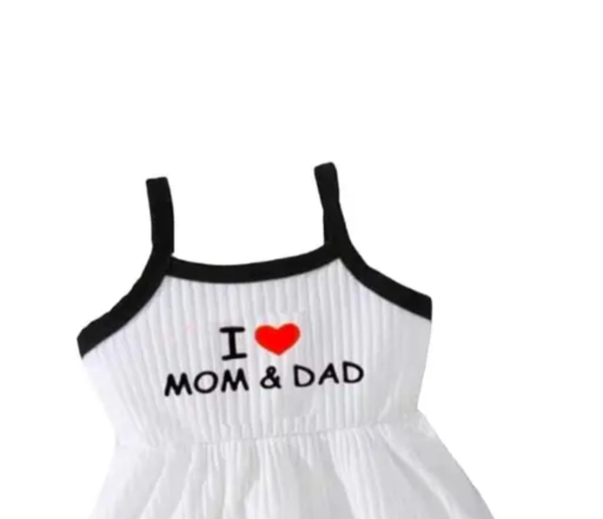 I love MOM DAD White frock